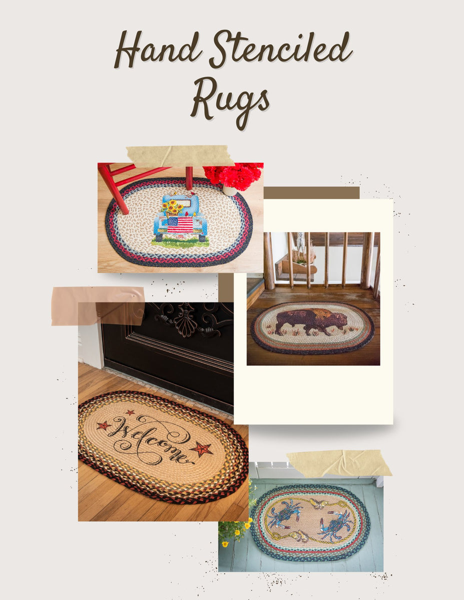 Earth Rugs Pinecone Welcome Oval Braided Rug 20x30